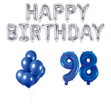 98 jaar Verjaardag Versiering Ballon Pakket Blauw & zilver