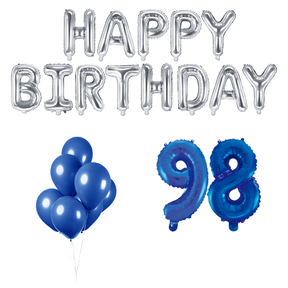 98 jaar Verjaardag Versiering Ballon Pakket Blauw & zilver