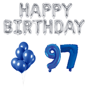 97 jaar Verjaardag Versiering Ballon Pakket Blauw & zilver