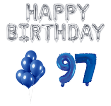 97 jaar Verjaardag Versiering Ballon Pakket Blauw & zilver
