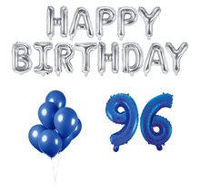 96 jaar Verjaardag Versiering Ballon Pakket Blauw & zilver