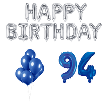 94 jaar Verjaardag Versiering Ballon Pakket Blauw & zilver