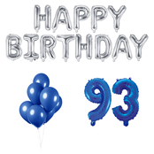 93 jaar Verjaardag Versiering Ballon Pakket Blauw & zilver