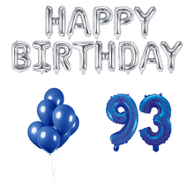 93 jaar Verjaardag Versiering Ballon Pakket Blauw & zilver