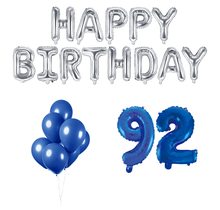 92 jaar Verjaardag Versiering Ballon Pakket Blauw & zilver