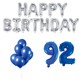 92 jaar Verjaardag Versiering Ballon Pakket Blauw & zilver