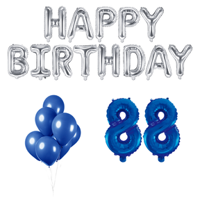 88 jaar Verjaardag Versiering Ballon Pakket Blauw & zilver
