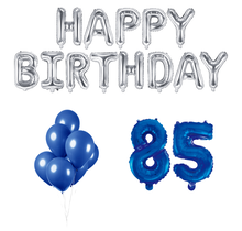 85 jaar Verjaardag Versiering Ballon Pakket Blauw & zilver
