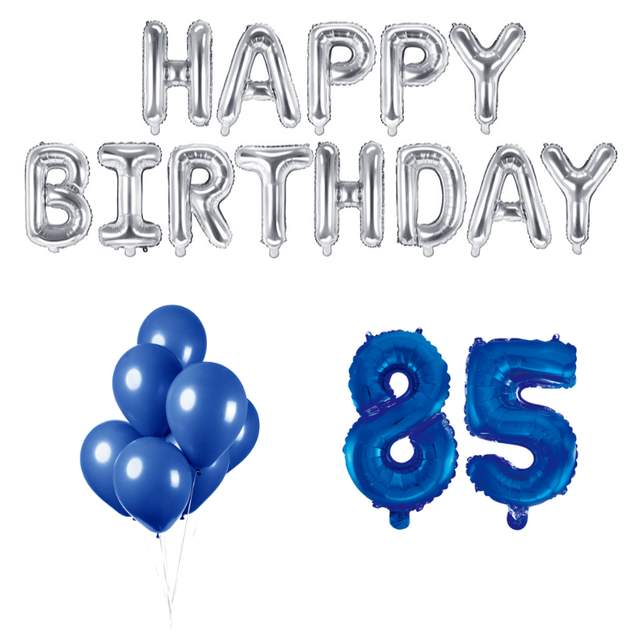 85 jaar Verjaardag Versiering Ballon Pakket Blauw & zilver