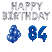 84 jaar Verjaardag Versiering Ballon Pakket Blauw & zilver