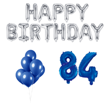 84 jaar Verjaardag Versiering Ballon Pakket Blauw & zilver