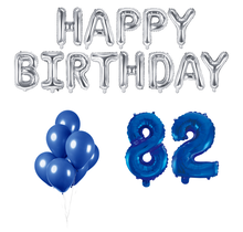 82 jaar Verjaardag Versiering Ballon Pakket Blauw & zilver