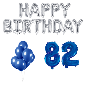 82 jaar Verjaardag Versiering Ballon Pakket Blauw & zilver