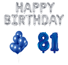 81 jaar Verjaardag Versiering Ballon Pakket Blauw & zilver