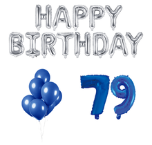 79 jaar Verjaardag Versiering Ballon Pakket Blauw & zilver