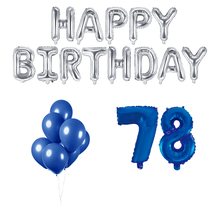 78 jaar Verjaardag Versiering Ballon Pakket Blauw & zilver