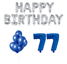77 jaar Verjaardag Versiering Ballon Pakket Blauw & zilver