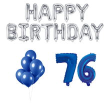 76 jaar Verjaardag Versiering Ballon Pakket Blauw & zilver