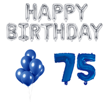75 jaar Verjaardag Versiering Ballon Pakket Blauw & zilver
