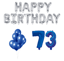 73 jaar Verjaardag Versiering Ballon Pakket Blauw & zilver