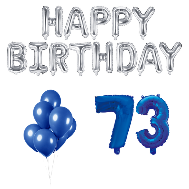 73 jaar Verjaardag Versiering Ballon Pakket Blauw & zilver