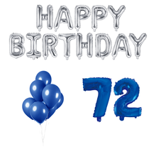 72 jaar Verjaardag Versiering Ballon Pakket Blauw & zilver