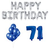 71 jaar Verjaardag Versiering Ballon Pakket Blauw & zilver