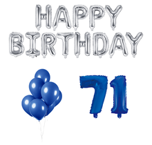 71 jaar Verjaardag Versiering Ballon Pakket Blauw & zilver