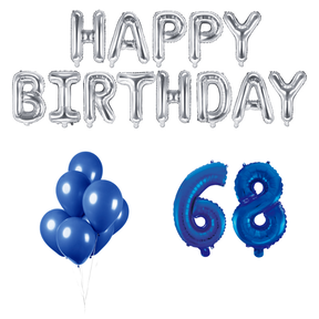 68 jaar Verjaardag Versiering Ballon Pakket Blauw & zilver