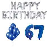 67 jaar Verjaardag Versiering Ballon Pakket Blauw & zilver