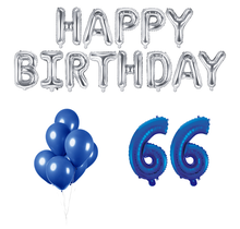 66 jaar Verjaardag Versiering Ballon Pakket Blauw & zilver
