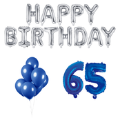 65 jaar Verjaardag Versiering Ballon Pakket Blauw & zilver