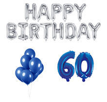 60 jaar Verjaardag Versiering Ballon Pakket Blauw & zilver