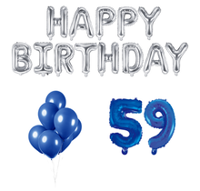 59 jaar Verjaardag Versiering Ballon Pakket Blauw & zilver