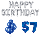 57 jaar Verjaardag Versiering Ballon Pakket Blauw & zilver