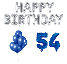 54 jaar Verjaardag Versiering Ballon Pakket Blauw & zilver