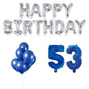 53 jaar Verjaardag Versiering Ballon Pakket Blauw & zilver