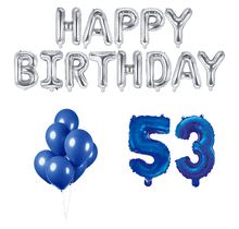 53 jaar Verjaardag Versiering Ballon Pakket Blauw & zilver