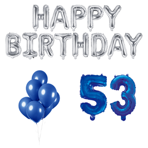 53 jaar Verjaardag Versiering Ballon Pakket Blauw & zilver