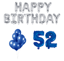 52 jaar Verjaardag Versiering Ballon Pakket Blauw & zilver