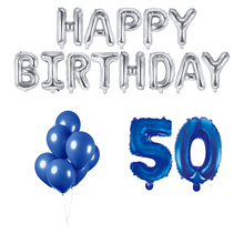 50 jaar Verjaardag Versiering Ballon Pakket Blauw & zilver