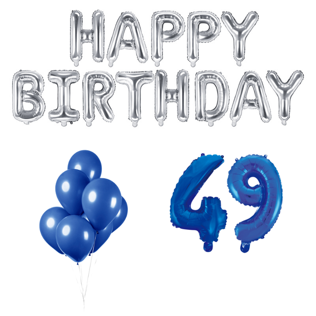 49 jaar Verjaardag Versiering Ballon Pakket Blauw & zilver 49 jaar Verjaardag Versiering Ballon Pakket Blauw & zilver