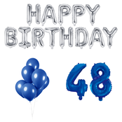 48 jaar Verjaardag Versiering Ballon Pakket Blauw & zilver