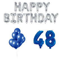 48 jaar Verjaardag Versiering Ballon Pakket Blauw & zilver