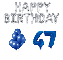 47 jaar Verjaardag Versiering Ballon Pakket Blauw & zilver