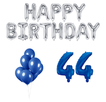 44 jaar Verjaardag Versiering Ballon Pakket Blauw & zilver