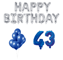 43 jaar Verjaardag Versiering Ballon Pakket Blauw & zilver