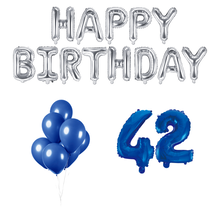 42 jaar Verjaardag Versiering Ballon Pakket Blauw & zilver