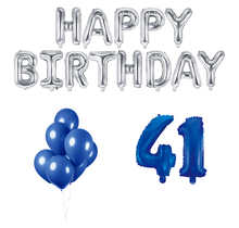 41 jaar Verjaardag Versiering Ballon Pakket Blauw & zilver
