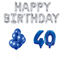 40 jaar Verjaardag Versiering Ballon Pakket Blauw & zilver